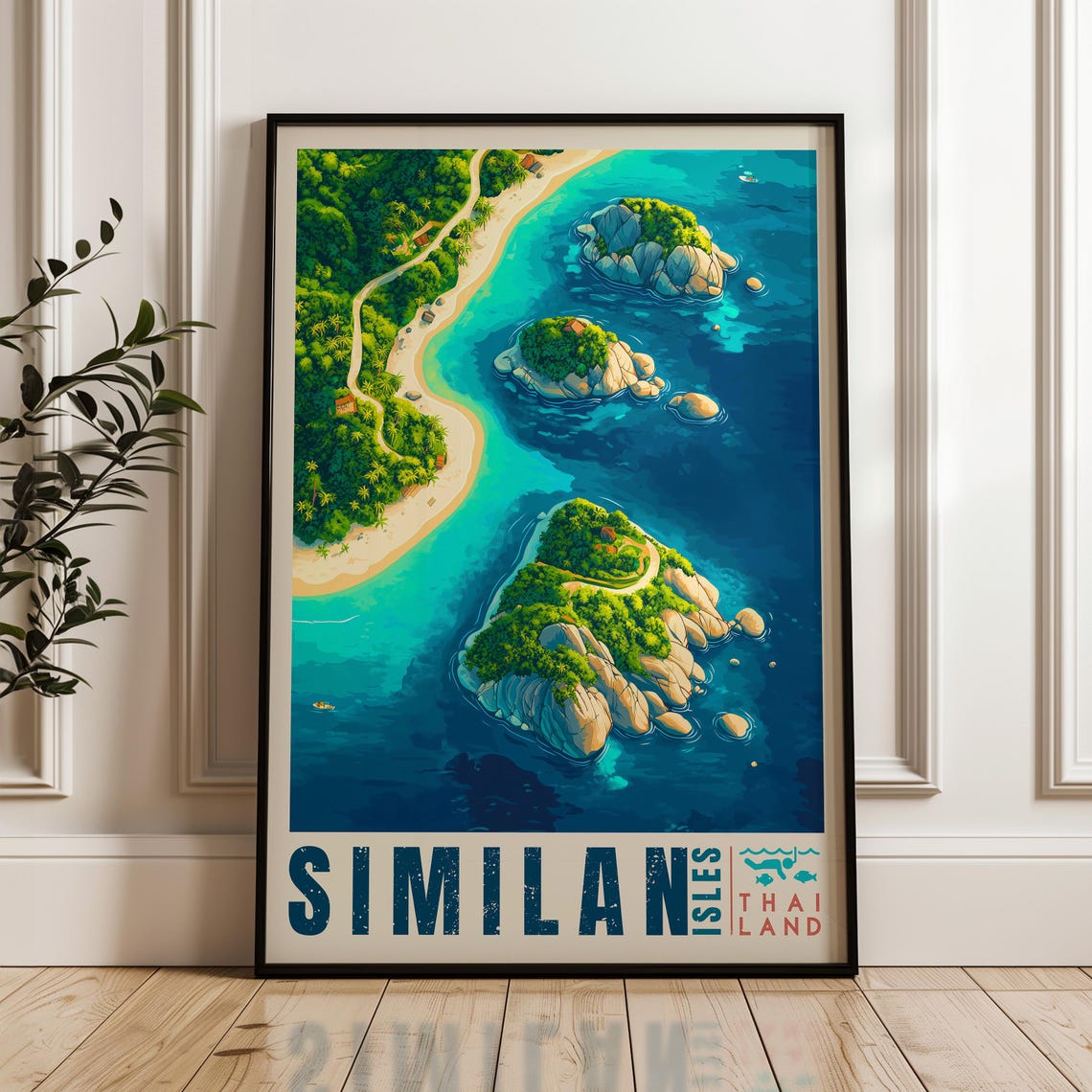 Similan Islands Travel Poster, Tropical Island Illustration