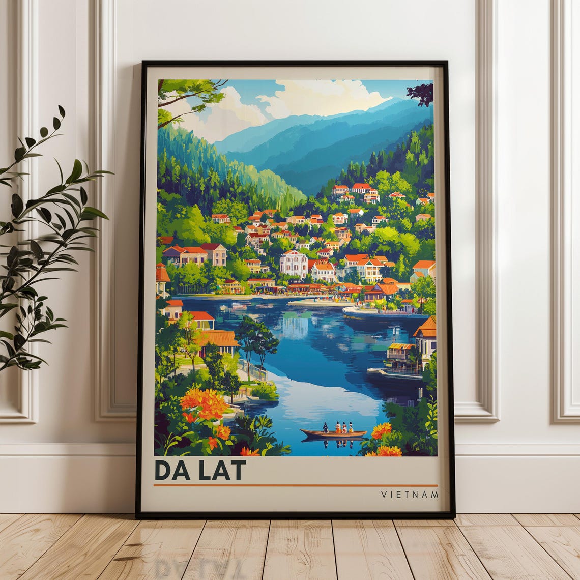 Da Lat Vietnam Lakeside Mountain Town Hillside Cityscape Poster