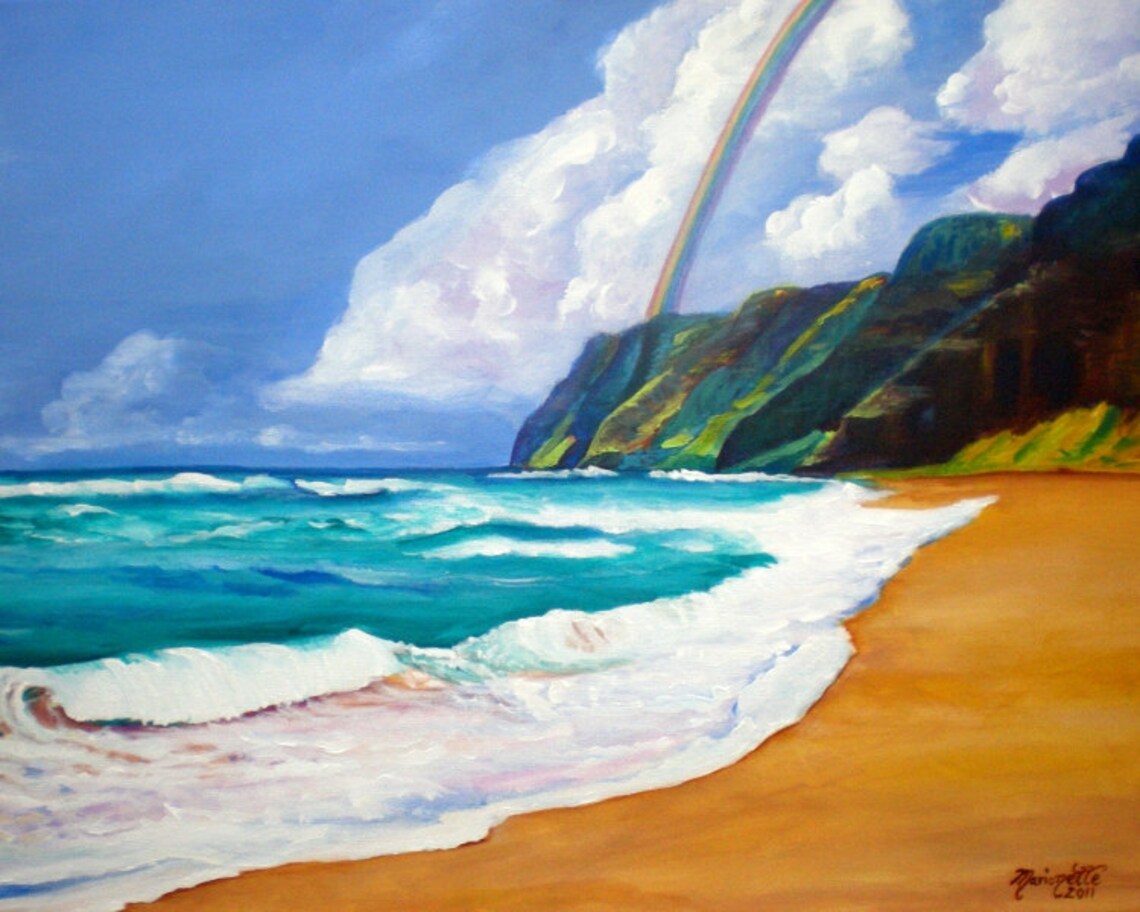 Polihale Beach Kauai Travel Poster, Hawaiian Decor