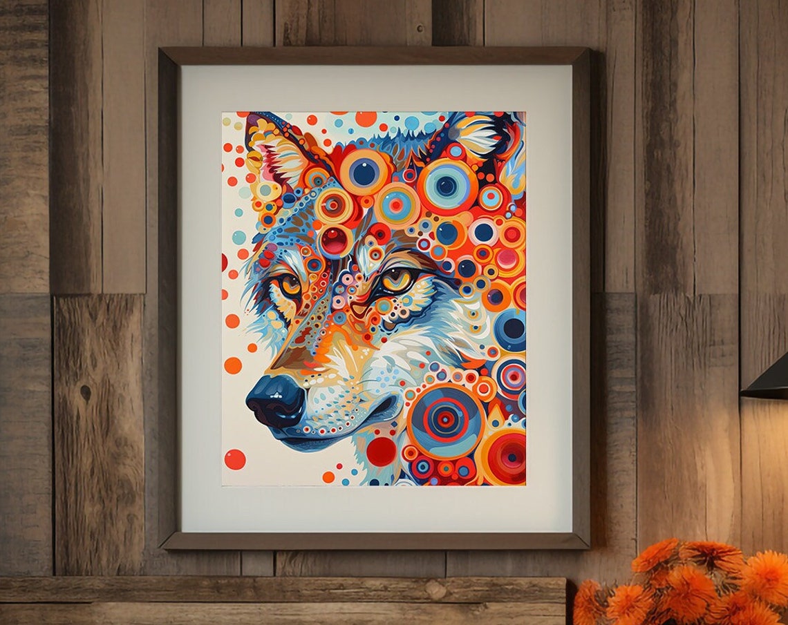 Colorful Wolf Wall Art Print