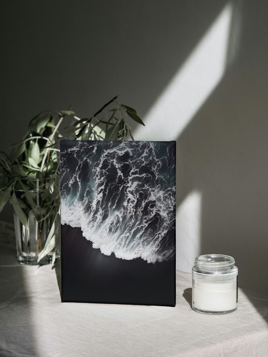 White Foam Wave Over Black Sand Dramatic Aerial Ocean Photo Poster - Image 4