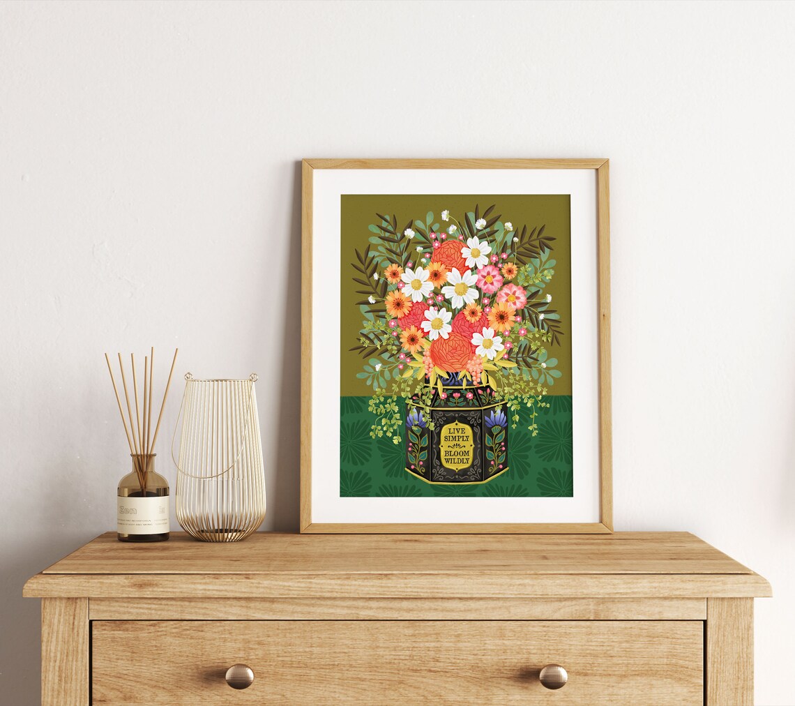 Live Simply Bloom Wildly Quote Wall Art Print - Image 2