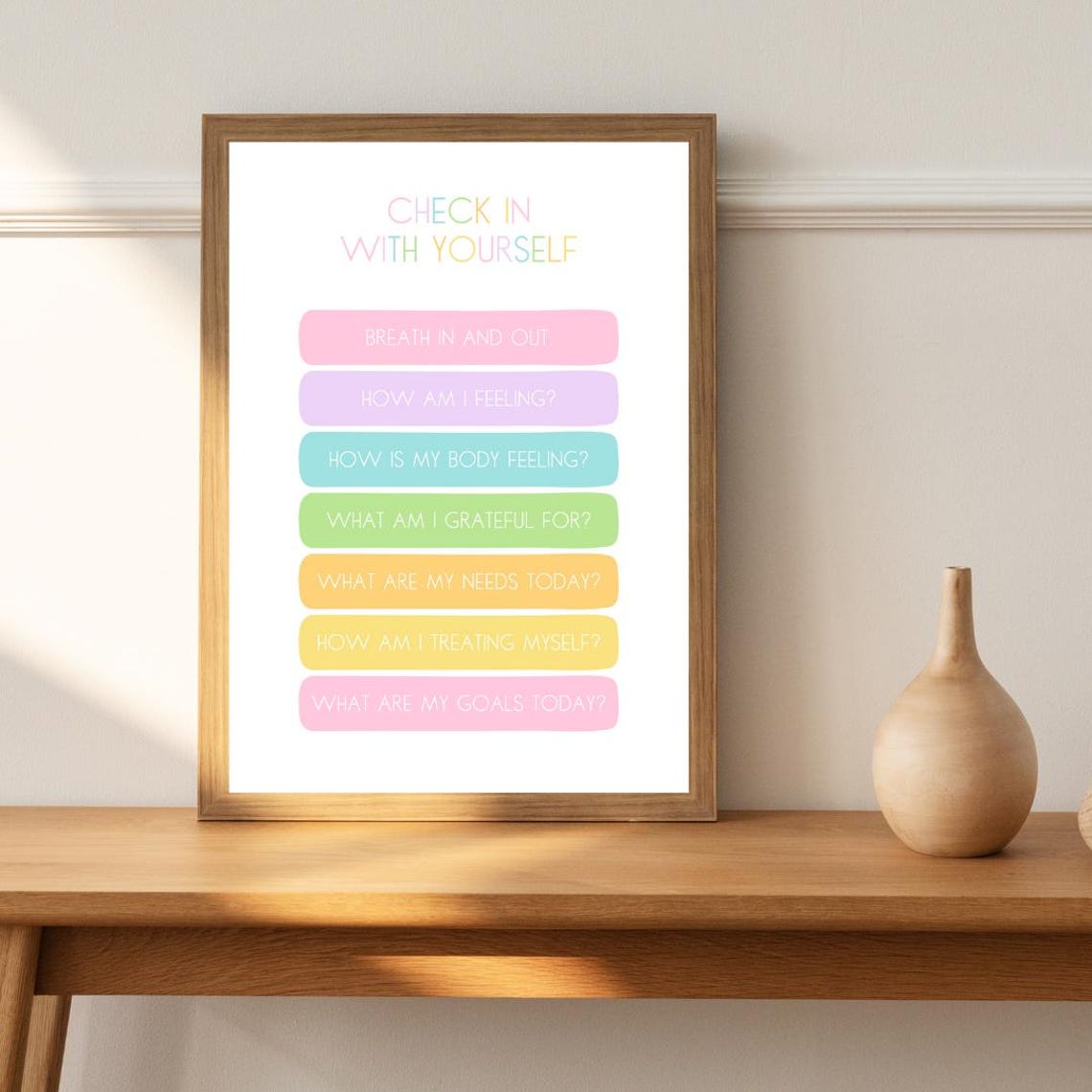Check In With Yourself Daily Self Care Questions Pastel Therapy Poster - Image 3