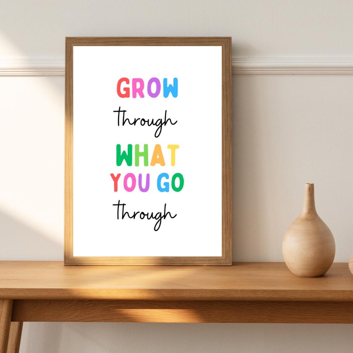 Grow Through What You Go Through Rainbow Words Motivation Poster - Image 2