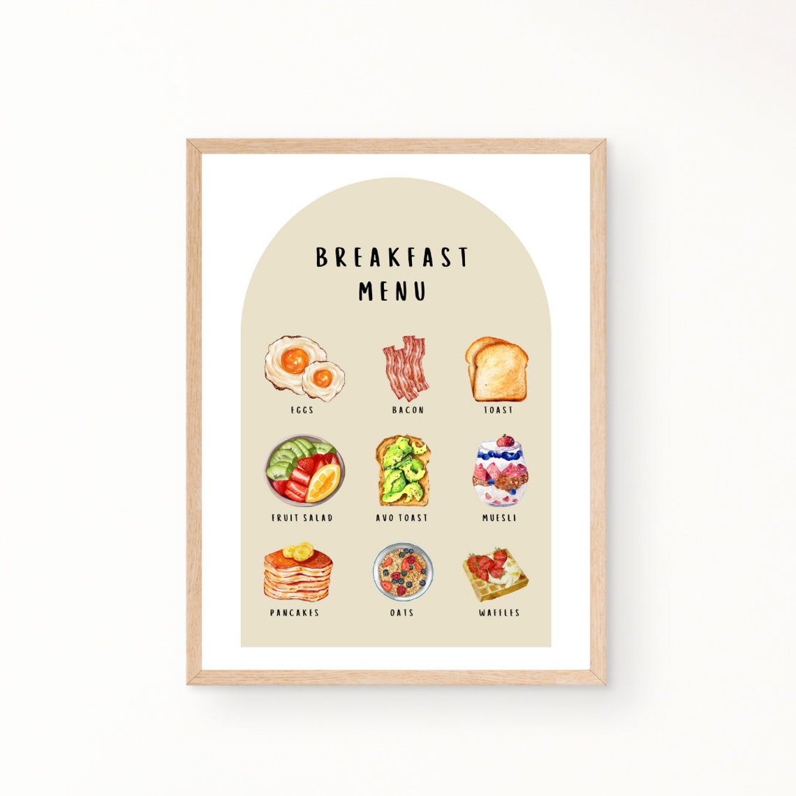 Kids Breakfast Menu Pretend Play Poster for Play Kitchen Decor