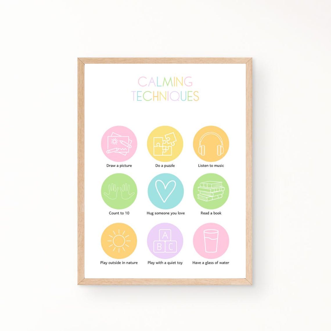 Calming Techniques For Kids Nine Icons Calm Corner Therapy Poster