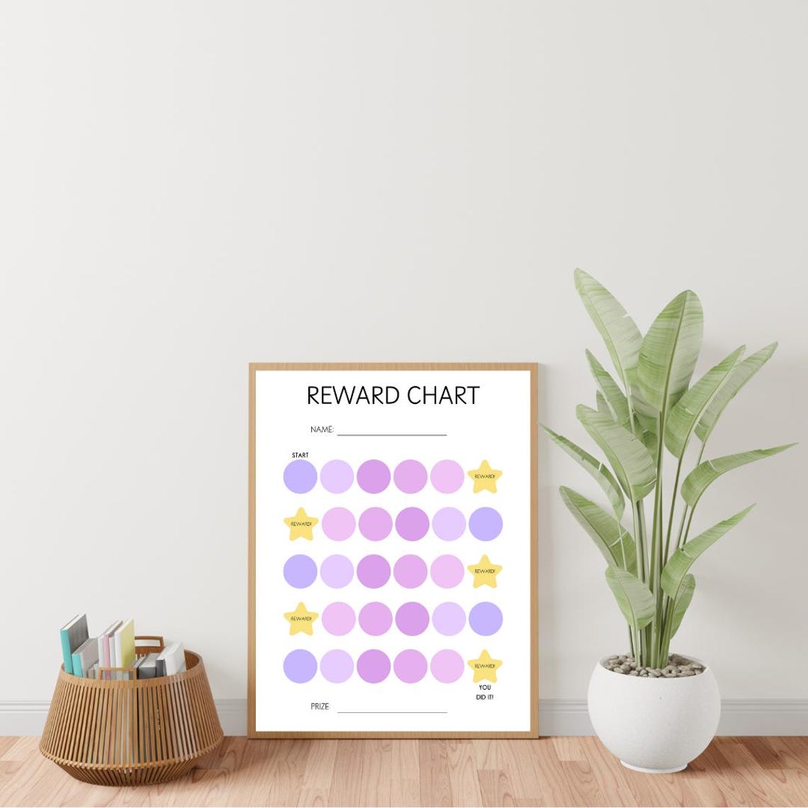 Kids Reward Chart Pastel Purple Star Sticker Tracker Chore Poster - Image 3