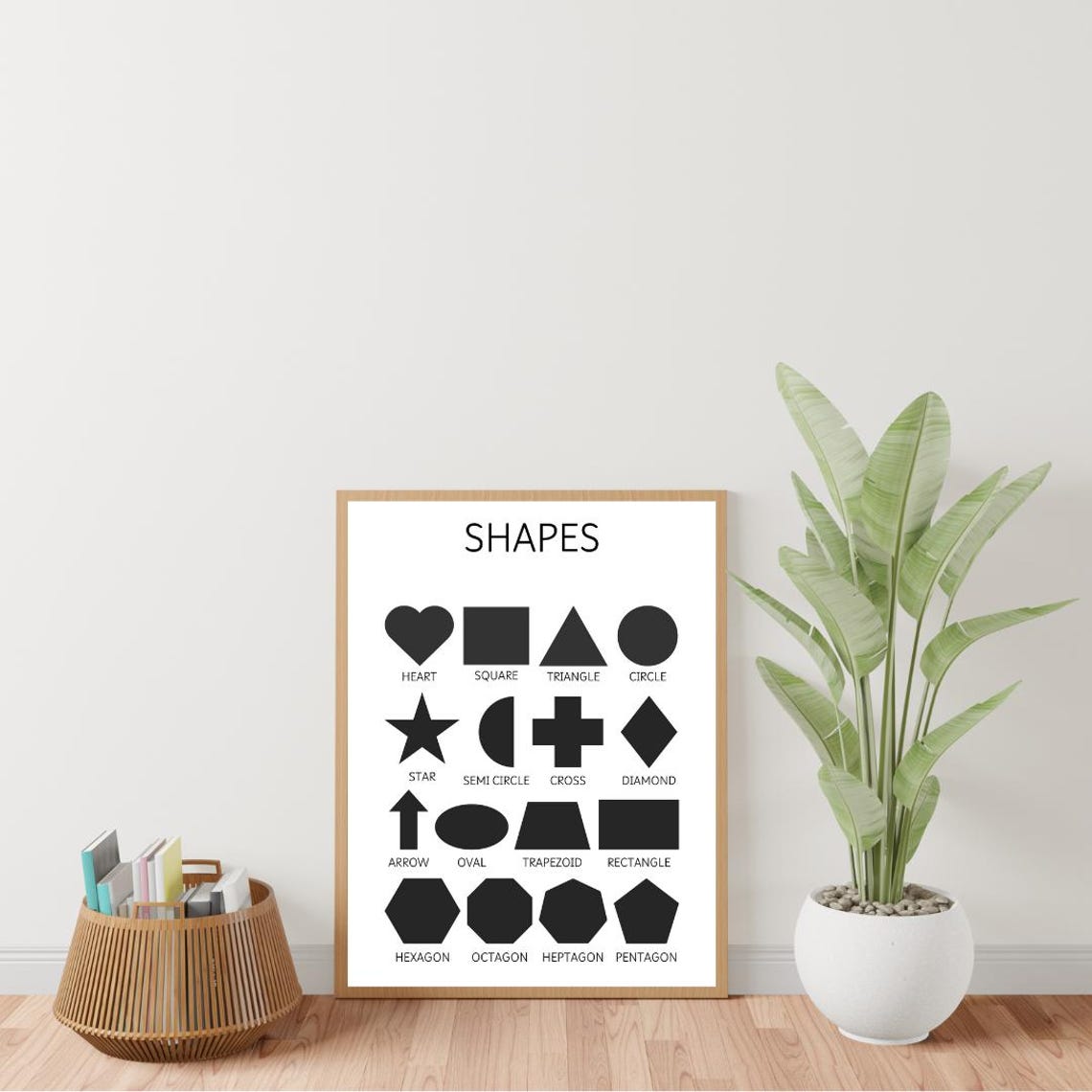 Black and White Shapes Educational Poster for Kids Minimalist Decor - Image 3