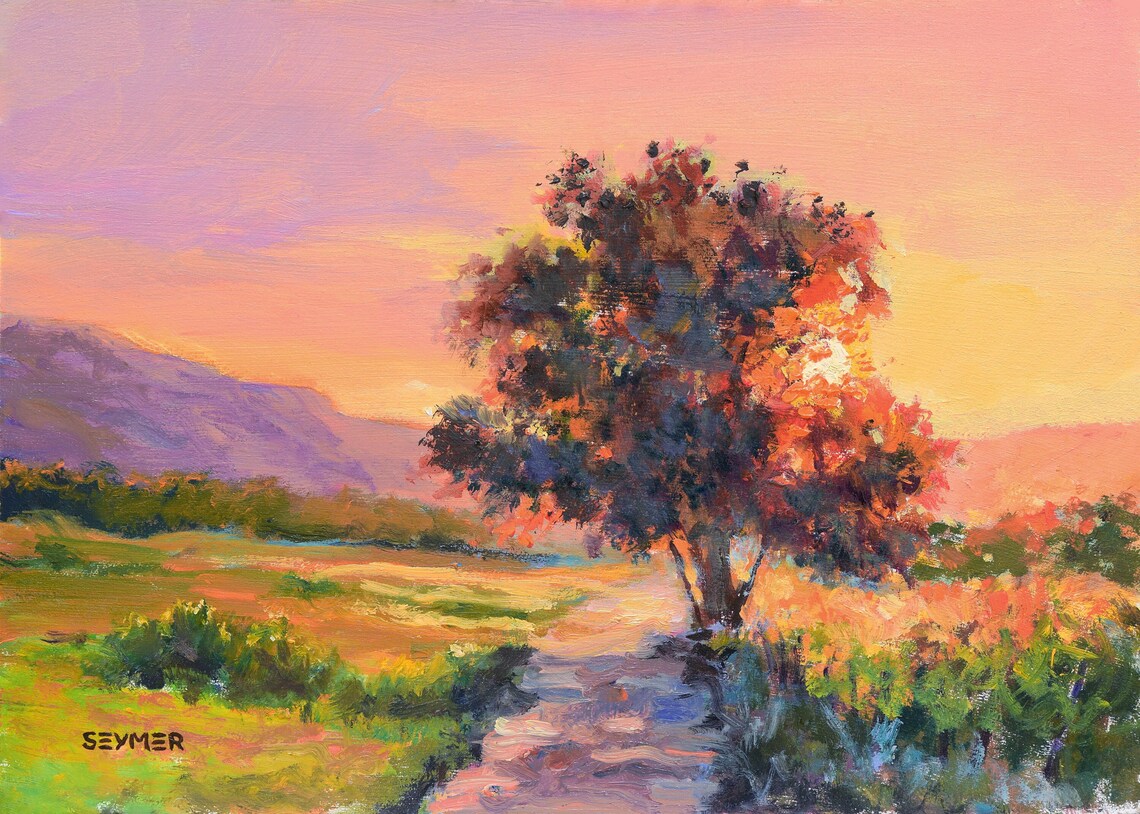 Sunny Field Landscape, Impressionist Summer Scene Art Print