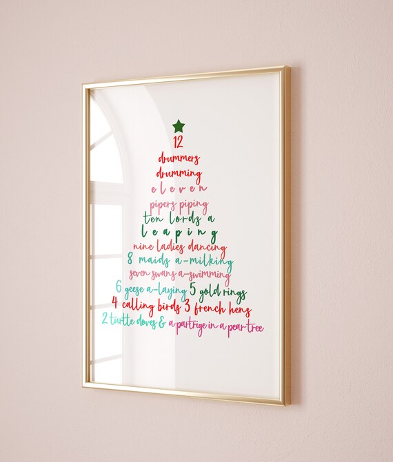 Christmas Tree, Twelve Days Of Christmas Art Print