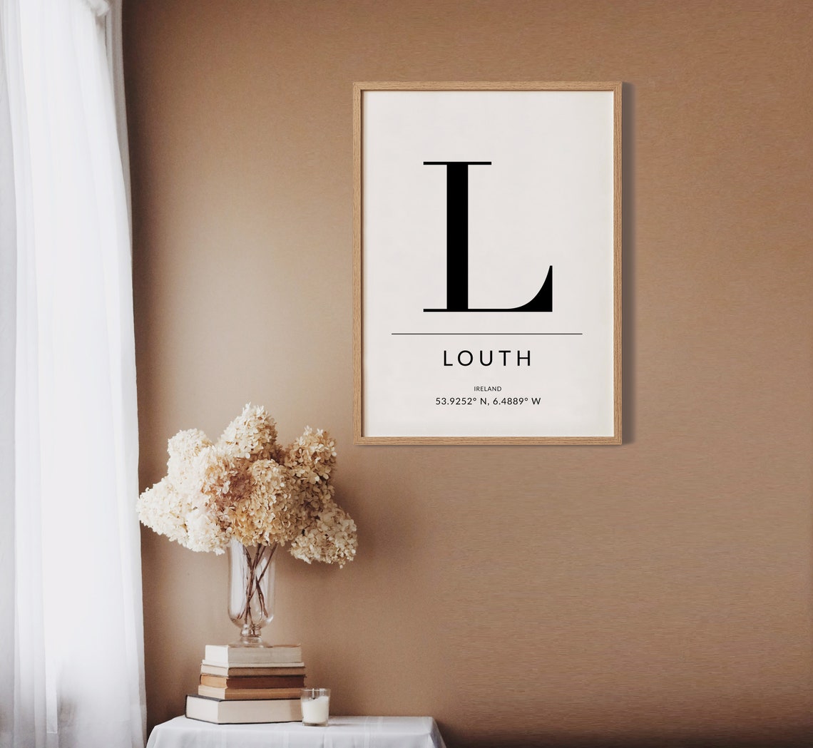 Louth Ireland GPS Coordinates Initial L Minimalist Poster Keepsake - Image 2