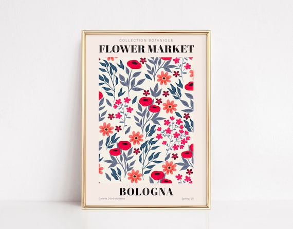 Bologna Flower Market Retro Botanical Floral Collection Poster