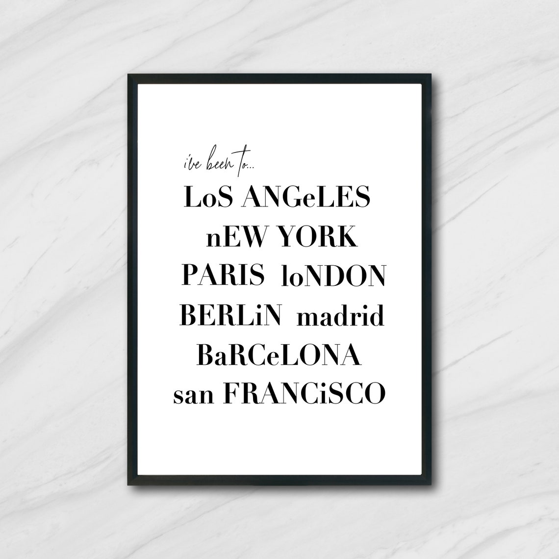Ive Been To World Cities Travel Bucket List Typography Wall Art - Image 2
