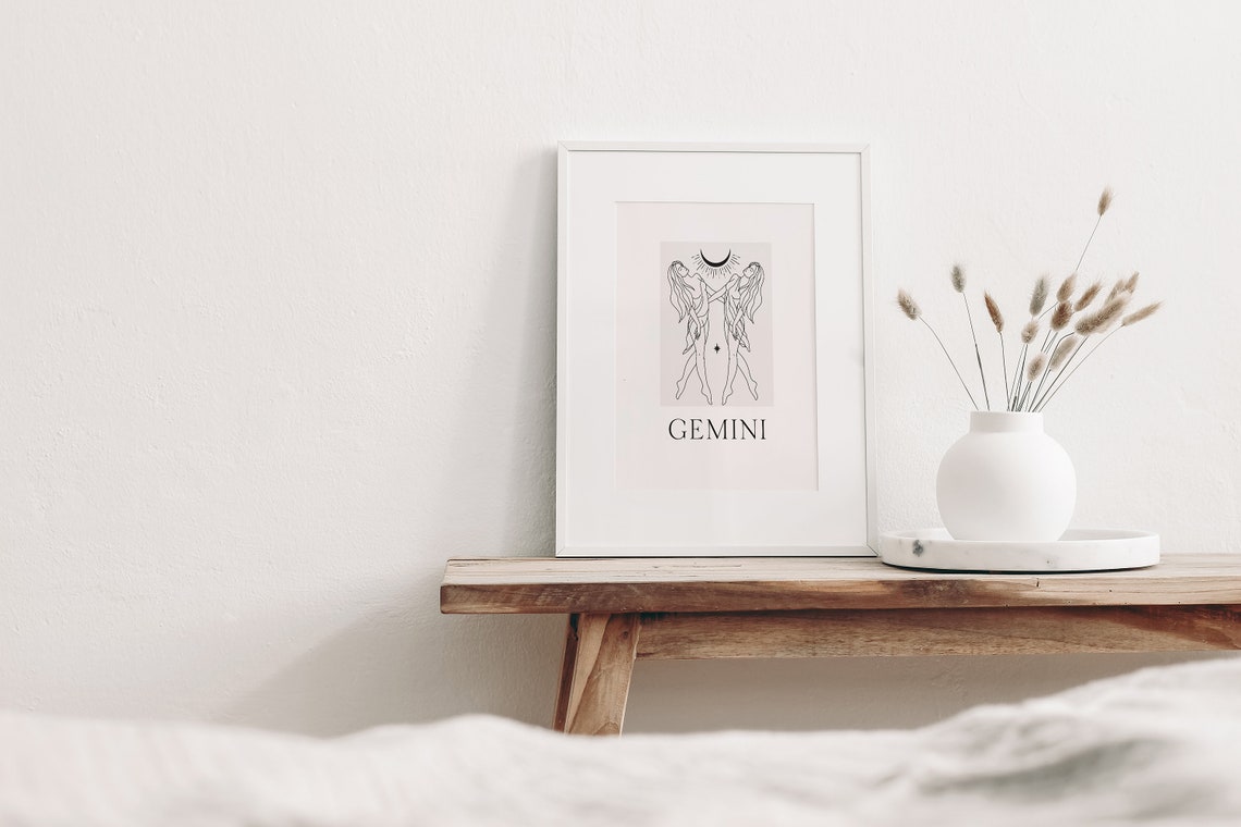 Gemini Woman Star Sign Print Zodiac Print Star Sign Art Woman Line Art Gemini Zodiac Horoscope Gemini Gift Zodiac Friend Gift Birthday - Image 2