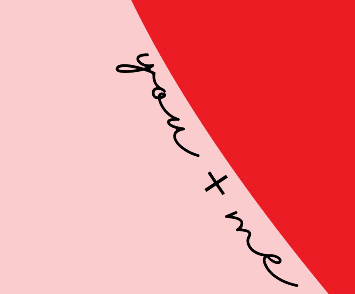 You And Me Red Heart Pink Minimalist Valentine Love Art Print - Image 2