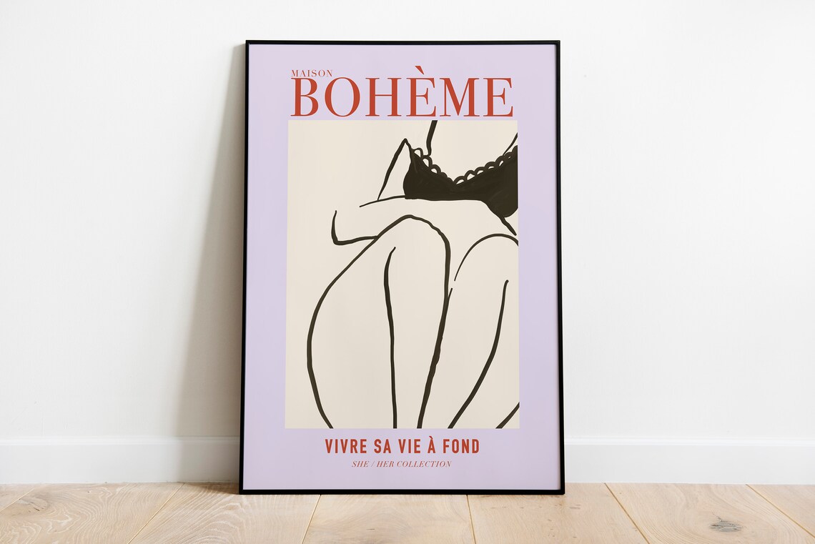 Maison Boheme French Boheme Modern Woman Line Art Lilac Purple Poster