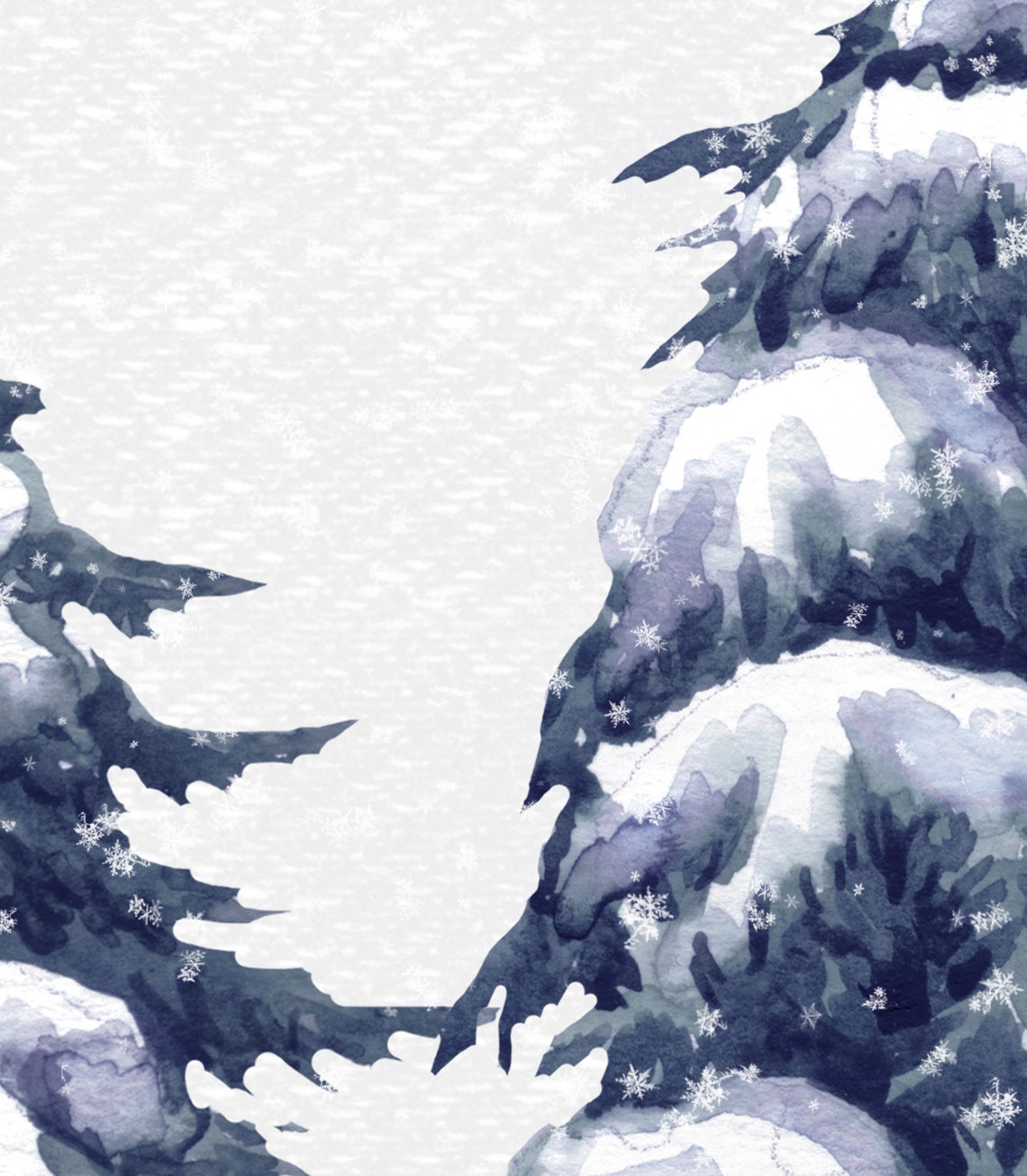 Blue Snowy Pine Trees Tranquil Winter Forest Watercolor Art Print - Image 2