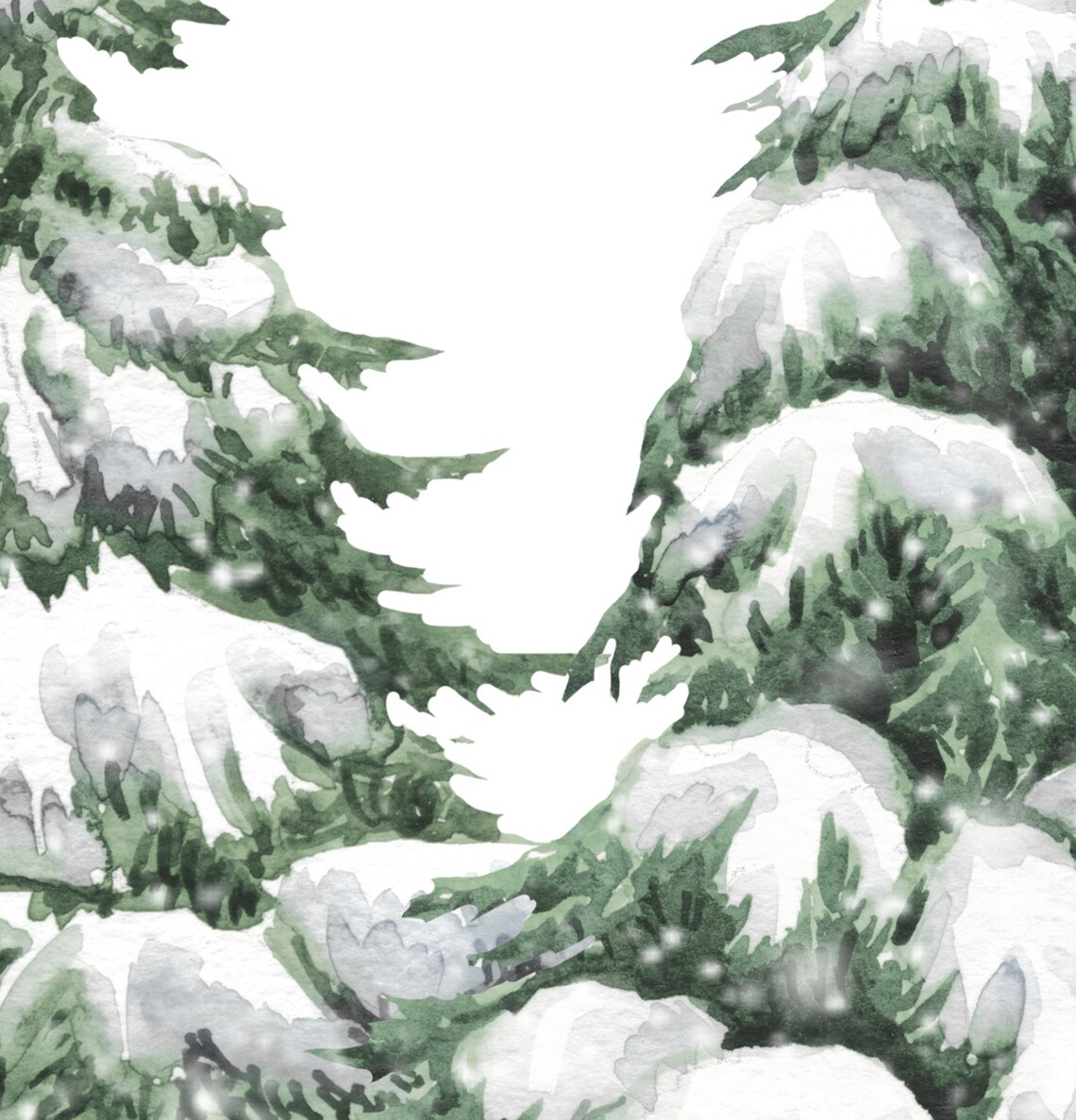 Snowy Christmas Pine Trees Watercolor Winter Holiday Art Poster - Image 2