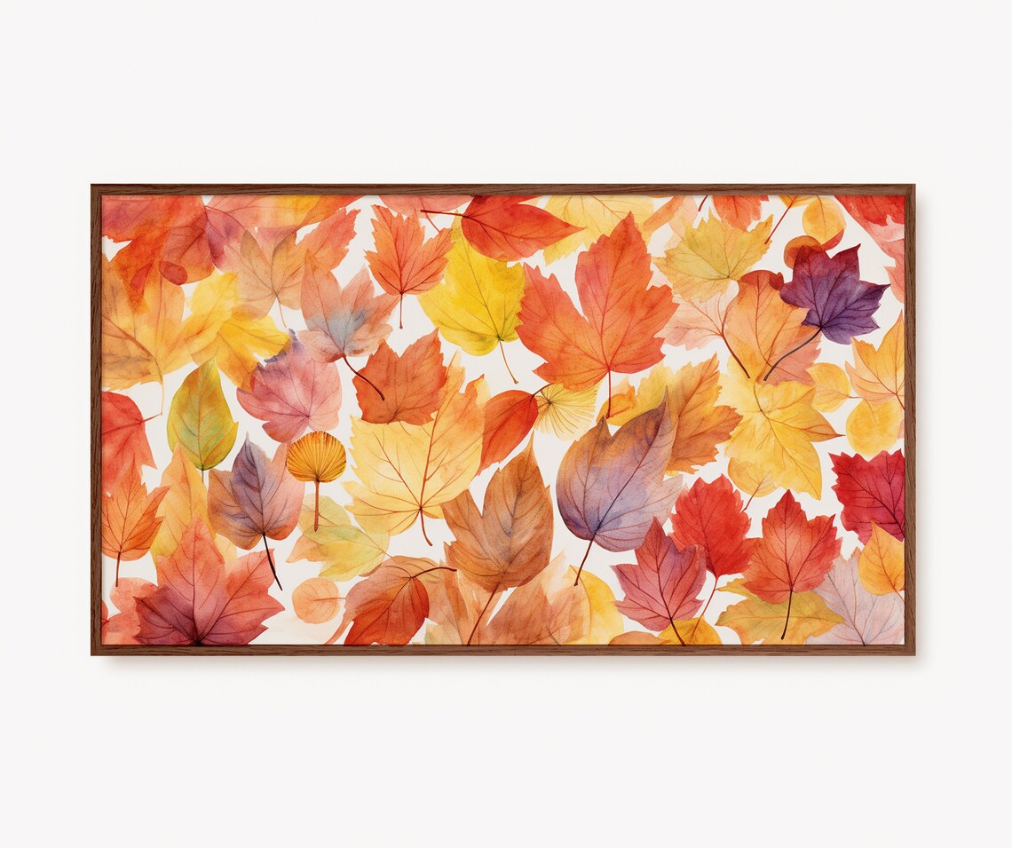 Autumn Maple Leaves Watercolor Fall Foliage Scatter Pattern Poster - Image 2