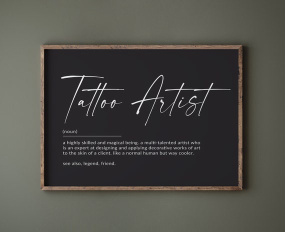 Tattoo Artist Definition Art Print, Salon Decor