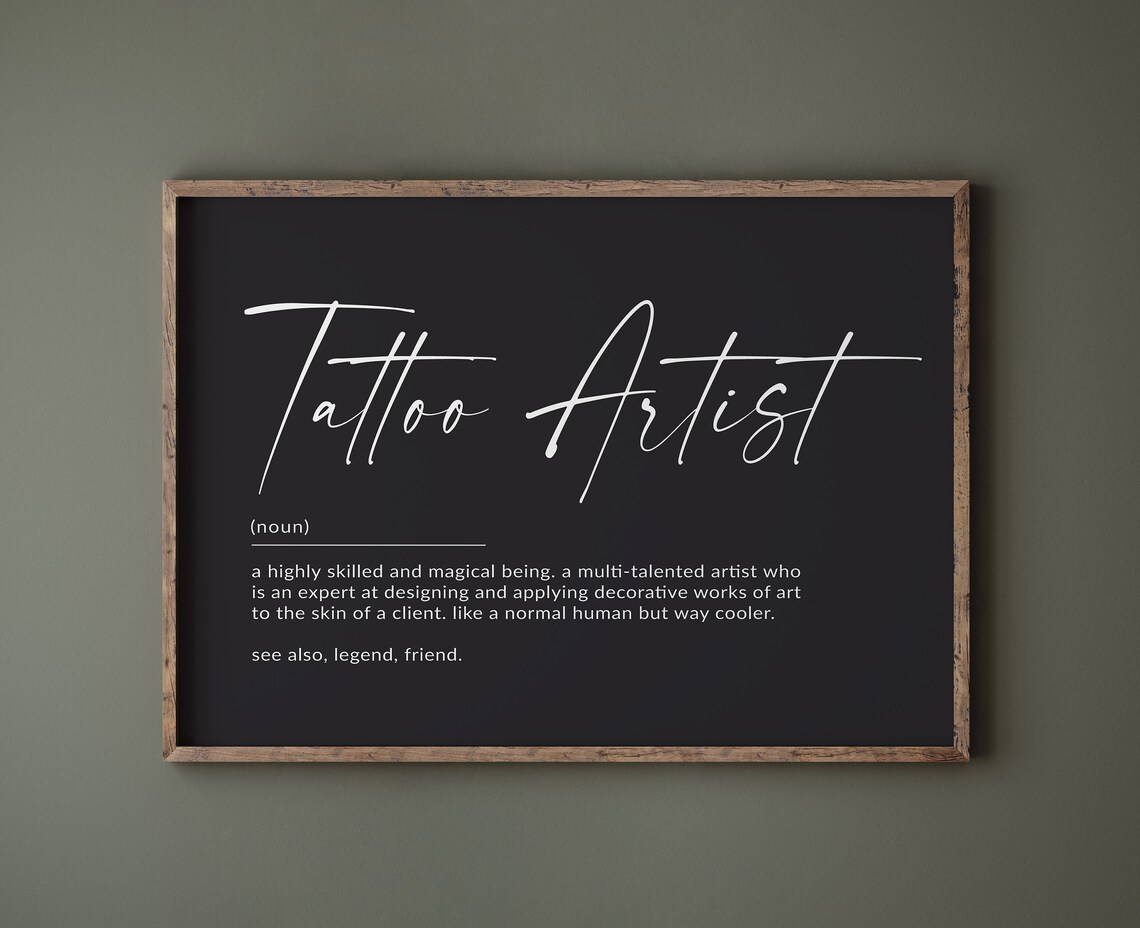 Tattoo Artist Definition Art Print, Salon Decor