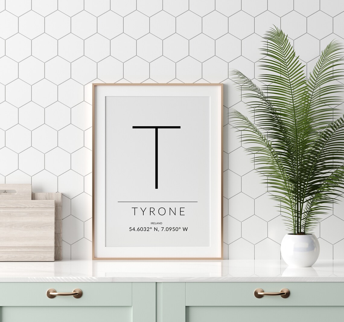 Tyrone Irish Travel Poster, Ireland Gps Coordinates - Image 2