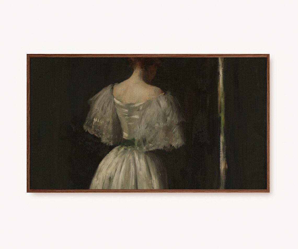 Vintage Portrait Oil Painting Print, Dark Academia Woman