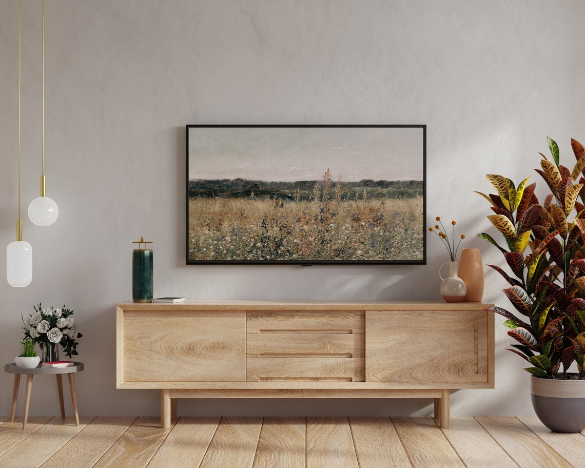 Golden Autumn Wildflower Meadow Vintage Field Painting Poster - Image 2