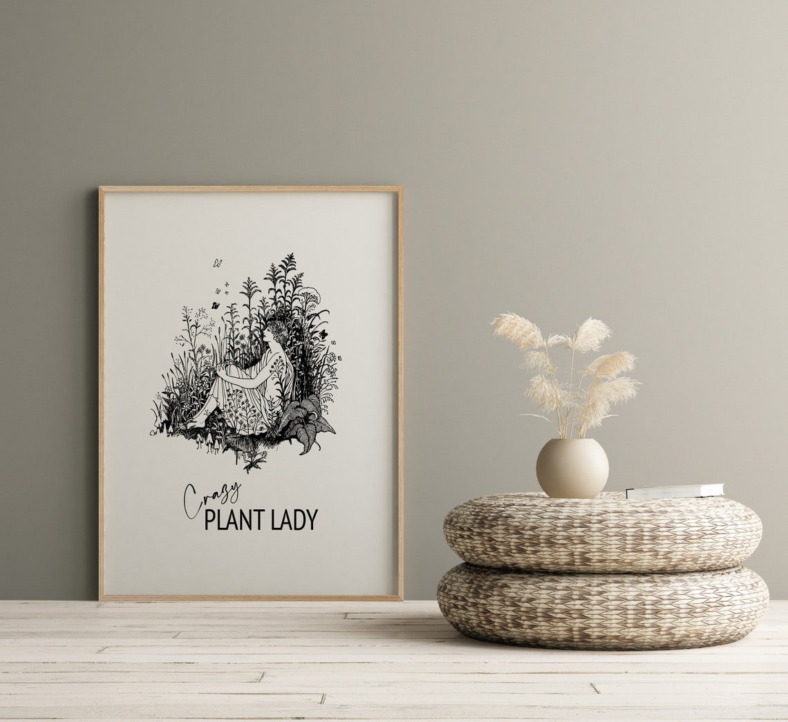 Crazy Plant Lady Botanical Line Drawing Gardener Wall Decor Poster - Image 2