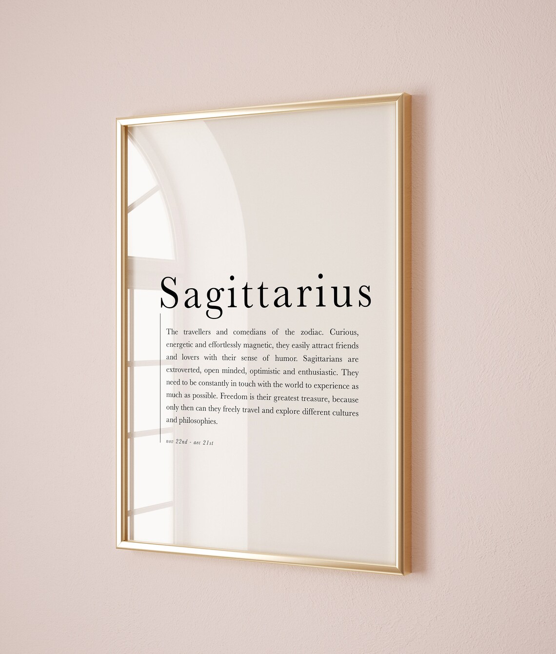 Sagittarius Zodiac Definition Art Minimalist Astrology Poster