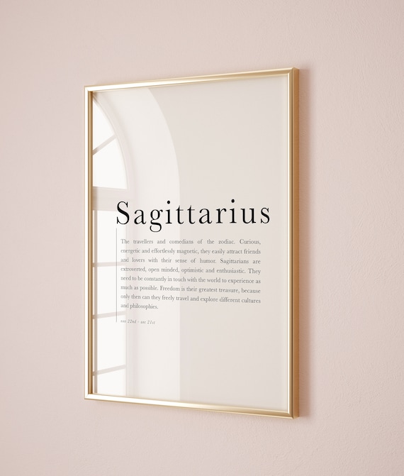 Sagittarius Zodiac Definition Art Minimalist Astrology Poster
