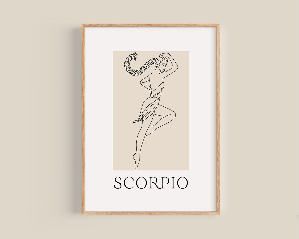 Scorpio Zodiac Line Art Woman With Scorpion Tail Minimalist Poster - Image 2