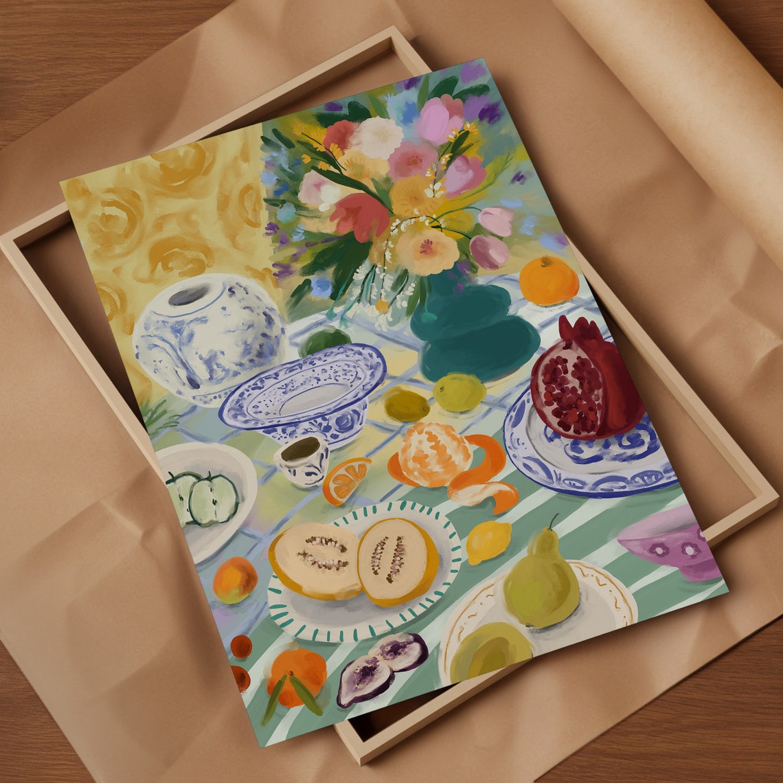 Colorful Kitchen Print Kitchen Wall Art Aesthetic Posters Lemon Oranges Fruit Flower - Image 2