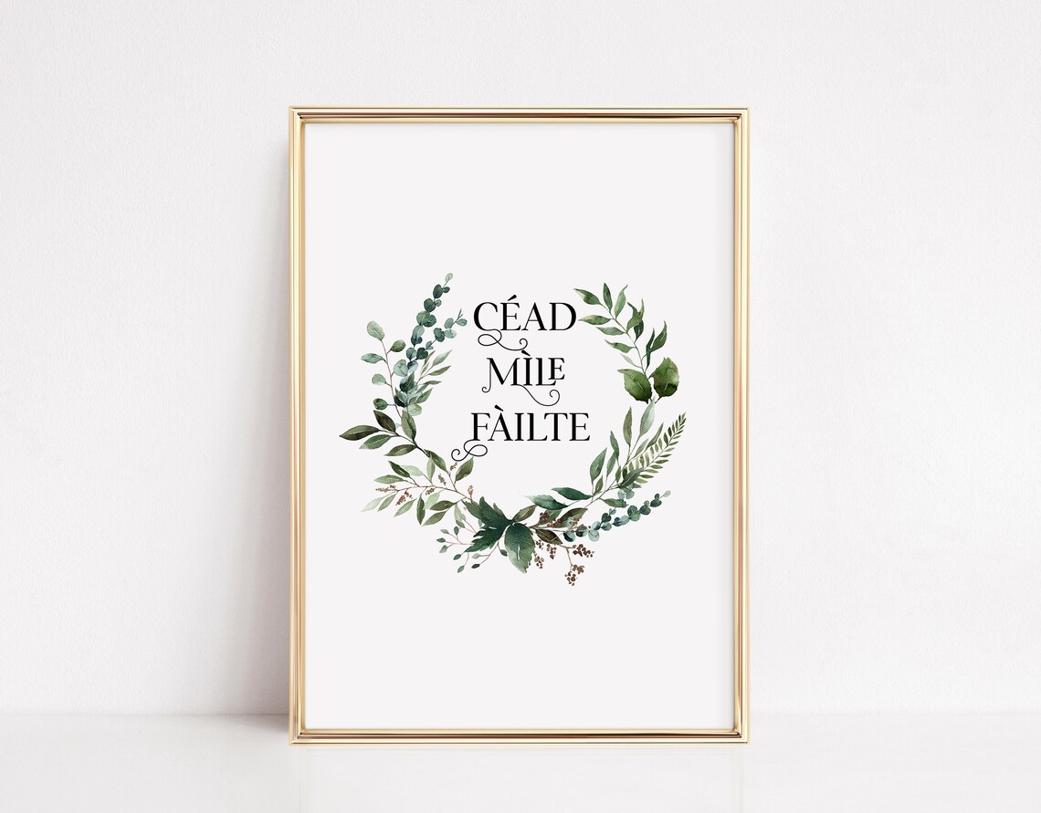 Céad Míle Fáilte Irish Poster, Gaelic Wall Art