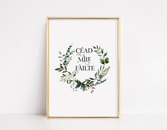 Céad Míle Fáilte Irish Poster, Gaelic Wall Art