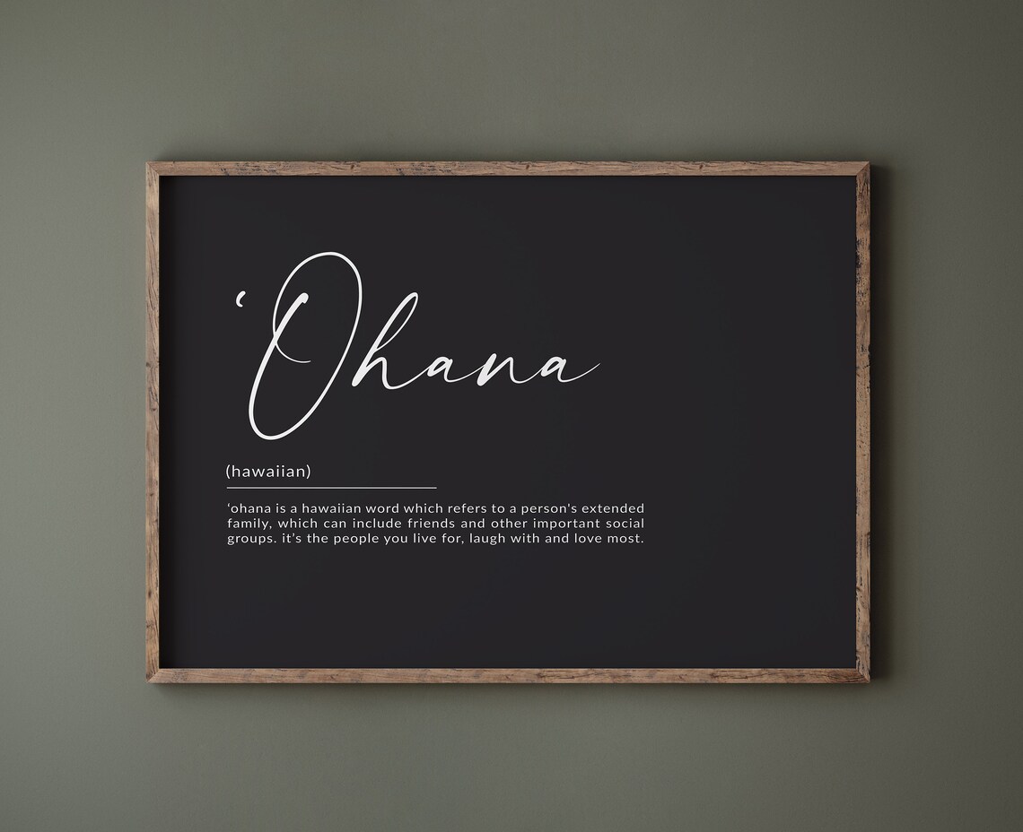 Ohana Means Family Poster, Hawaiian Family Gift