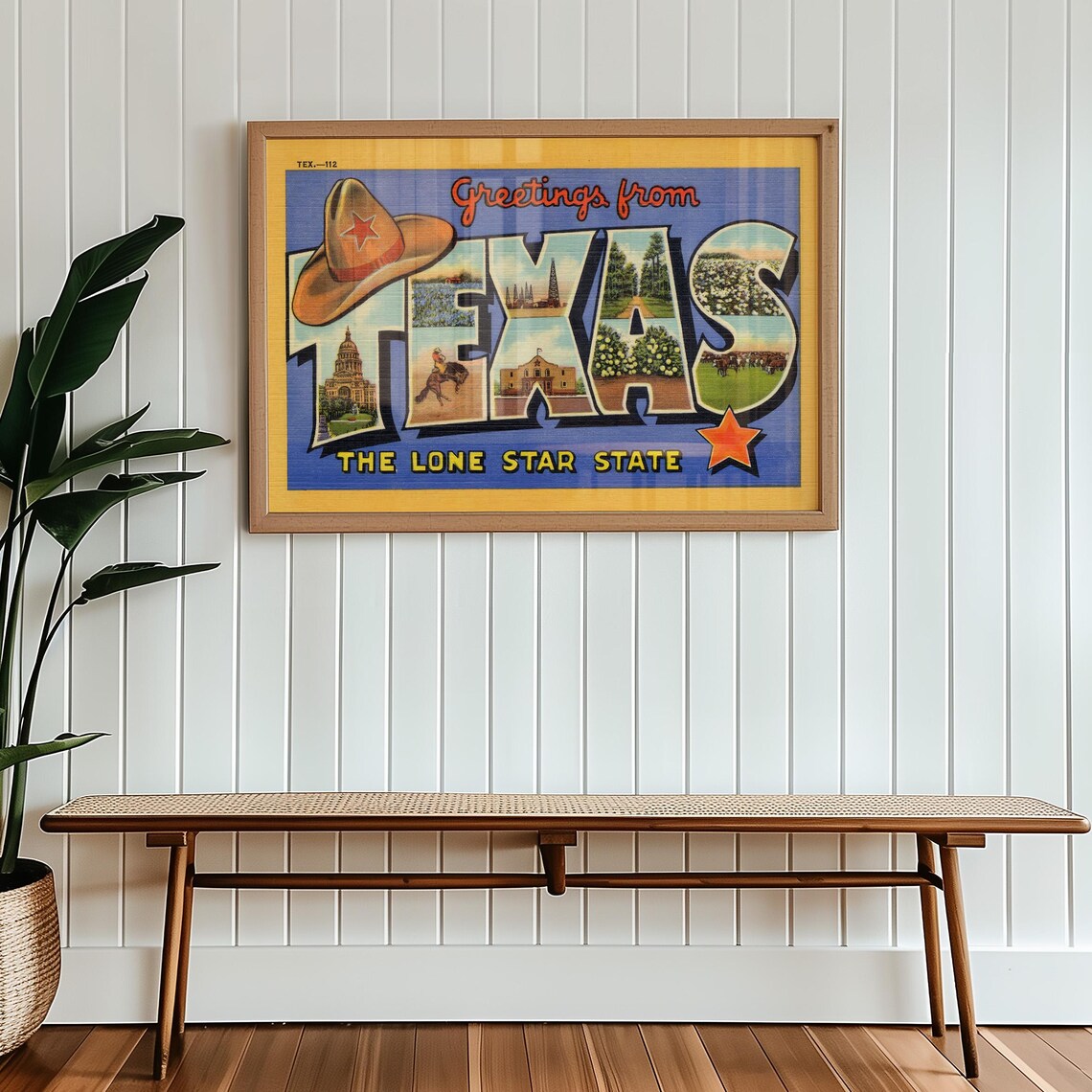Vintage Texas Postcard Travel Poster, Lone Star State