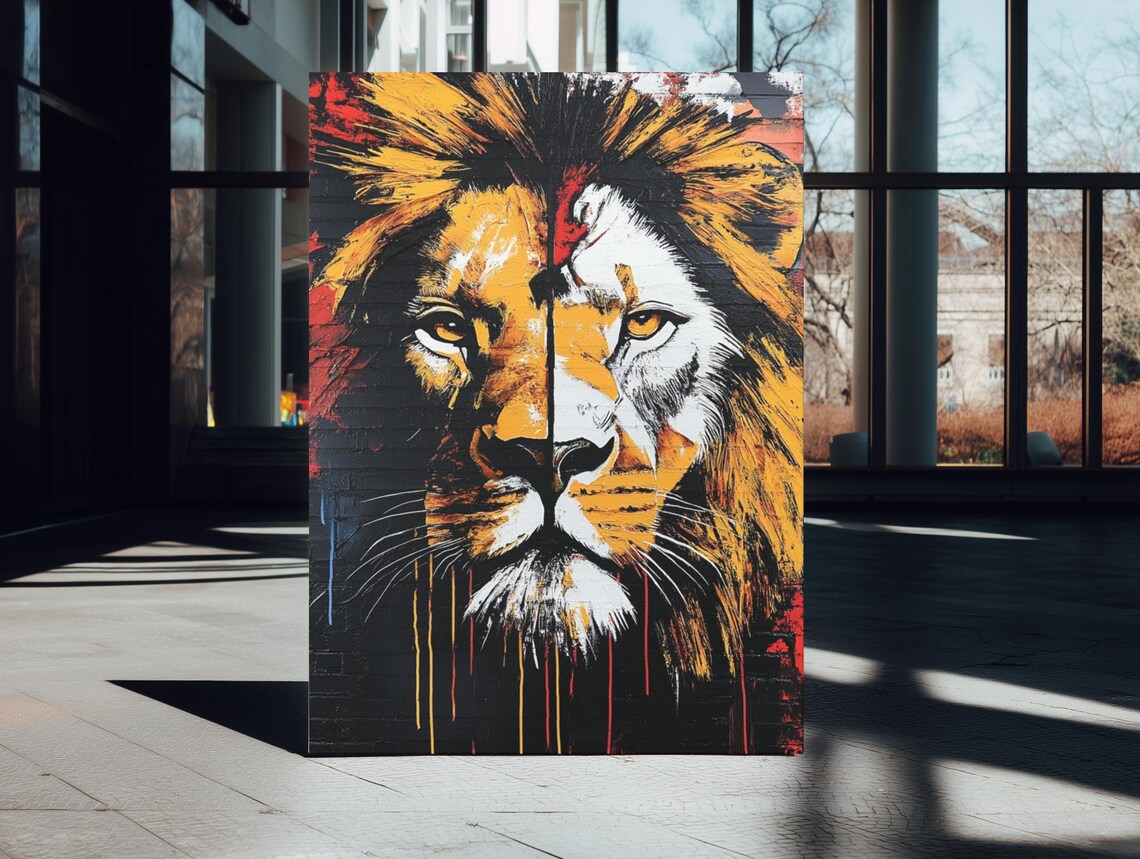 Urban Graffiti Lion King Face Fierce Street Style Wildlife Art Poster