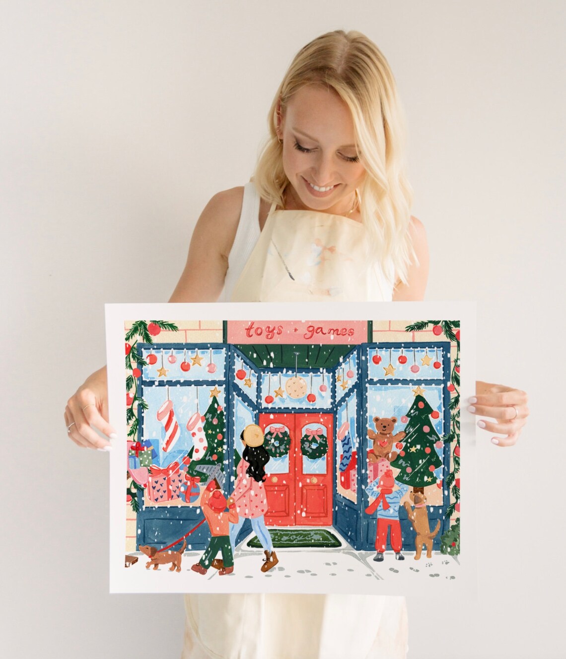 Toy Store Holiday Art Print, Christmas Watercolor - Image 3