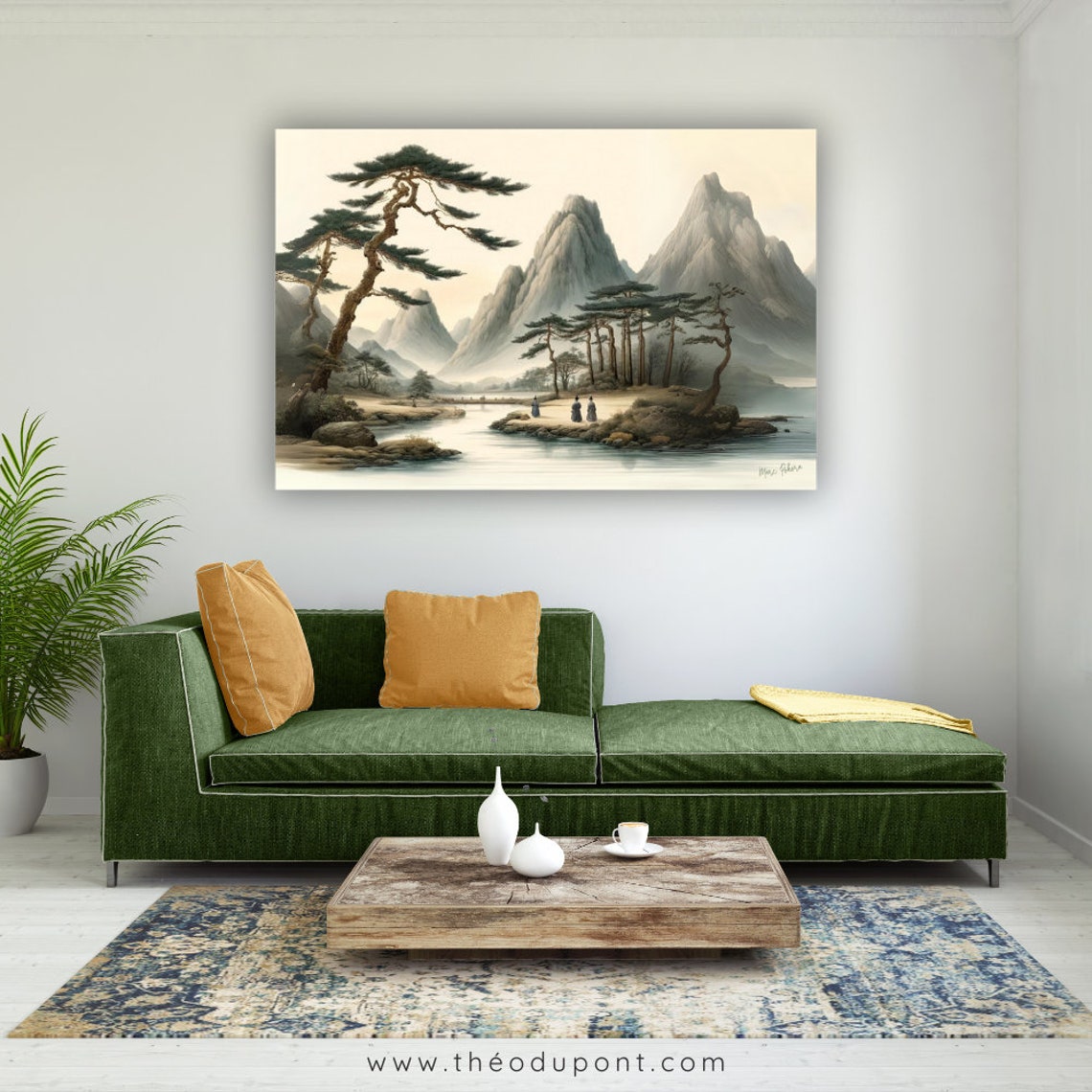 Korean Joseon Ink Wash Majestic Peaks Lake Pine Scholars Art Poster - Image 2