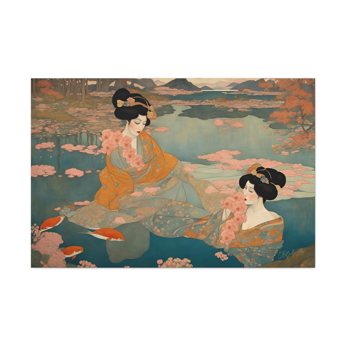 Geisha Japanese French Art Nouveau Painting Les Japonaises 6 Vintage Large Gallery Fine Art Wall Art Artist Signed Print - Image 2
