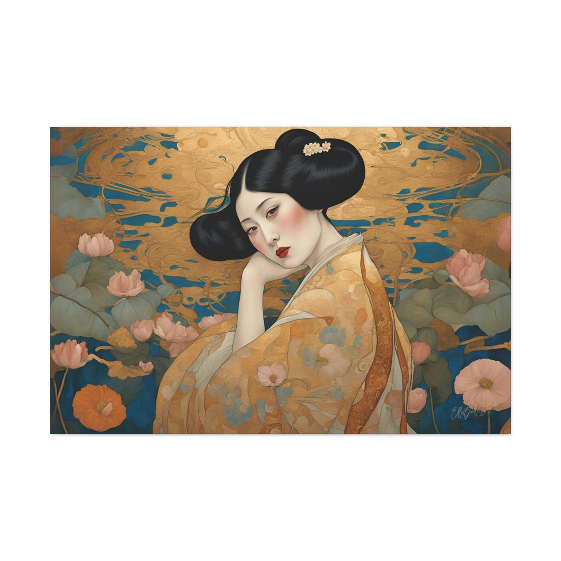 Geisha Japanese French Art Nouveau Painting Les Japonaises 5 Vintage Large Gallery Fine Art Wall Art Artist Signed Print - Image 2