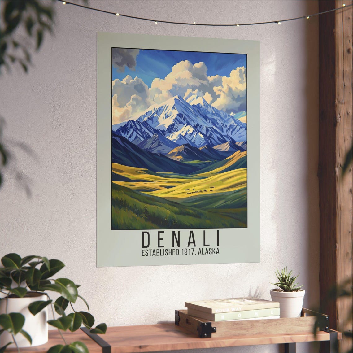 Denali Alaska National Park Vintage Snow Capped Mountain Travel Poster - Image 4