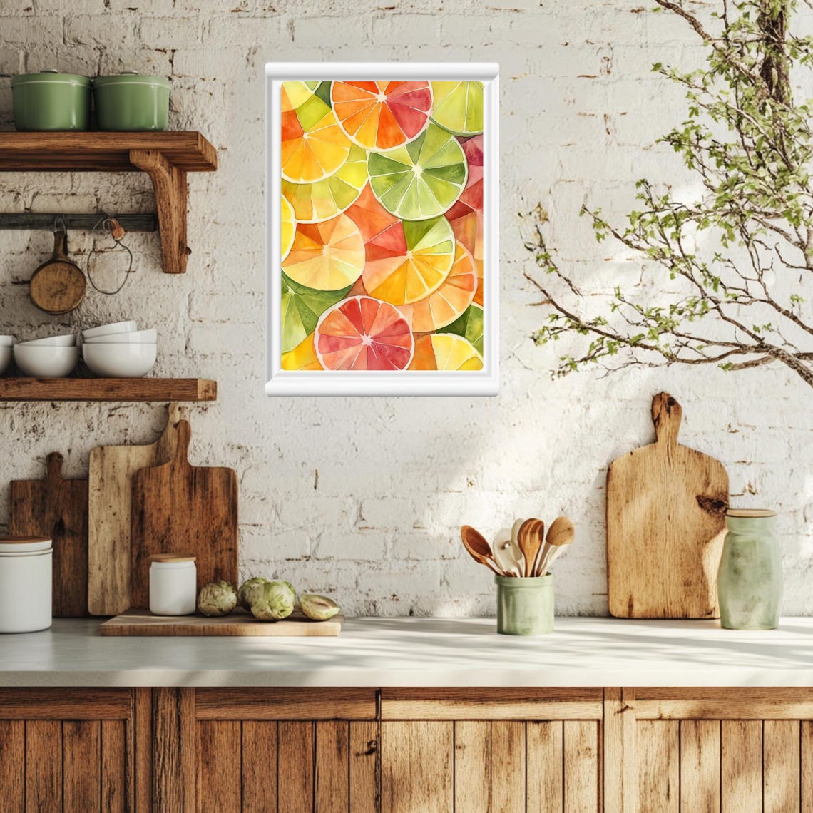 Colorful Sliced Citrus Wheel Watercolor Fruit Pattern Poster - Image 2