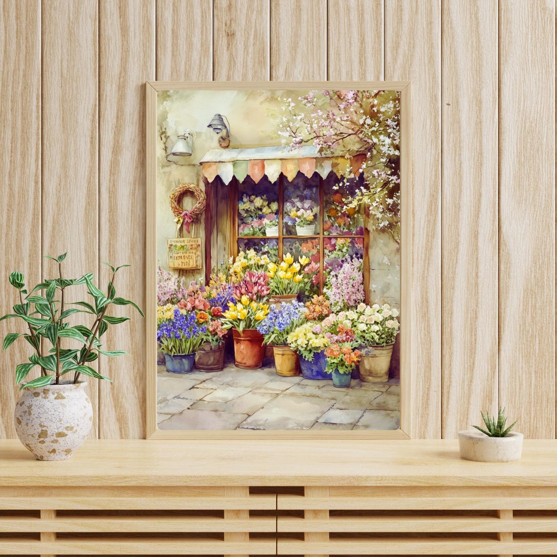 Old English Flower Shop Springtime Storefront Watercolor Poster - Image 3