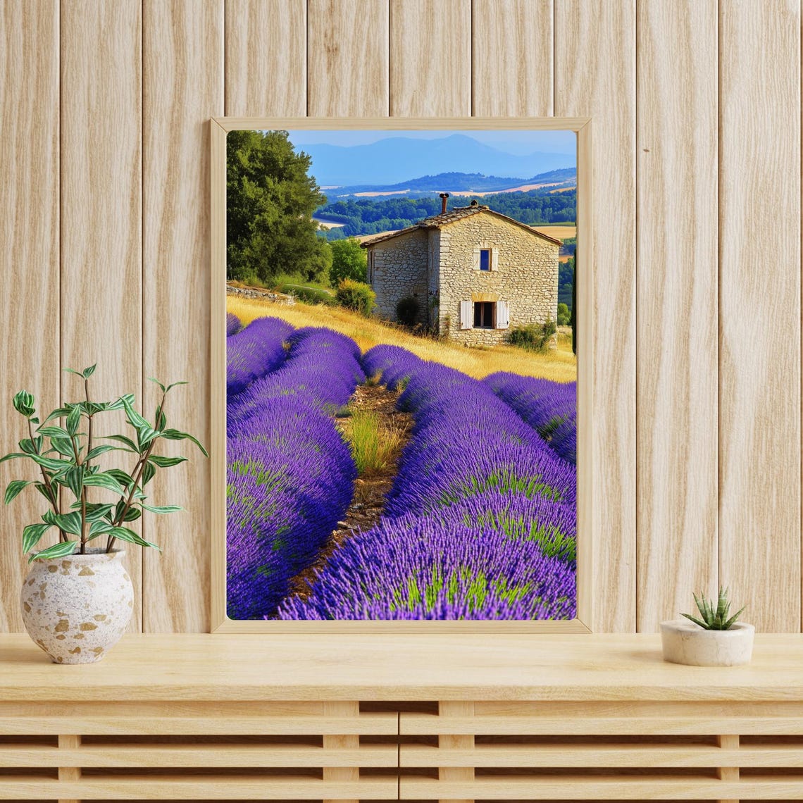 Stone Farmhouse with Lavender Rows Provence Countryside Poster - Image 3