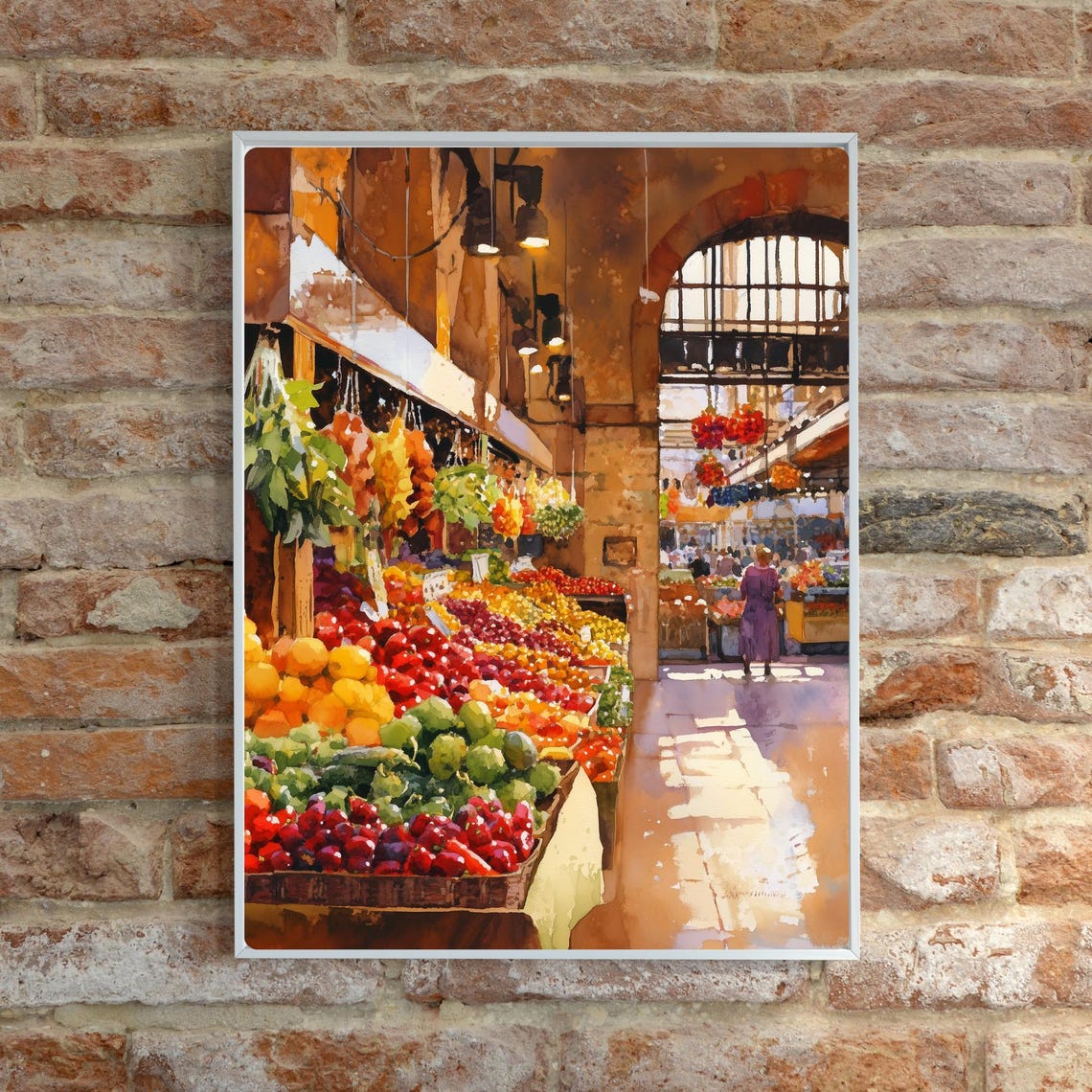 European Indoor Market Hall Fruit Stalls Arched Light Poster - Image 3