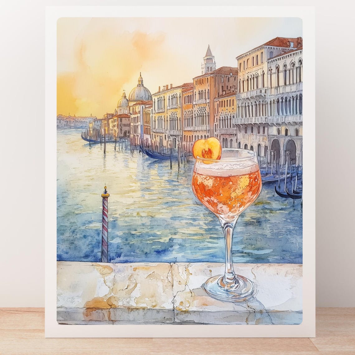 Peach Bellini Cocktail Overlooking the Grand Canal at Sunset Poster - Image 2