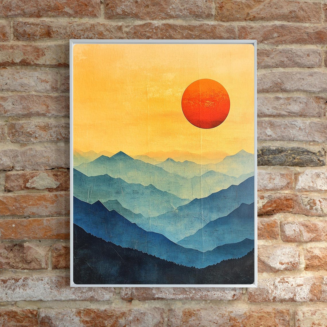 Mountain Range Art Watercolor Sunset Painting Blue Mountains Print Modern Landscape Wall Decor Minimalist Scene Art Abstract Print - Image 6