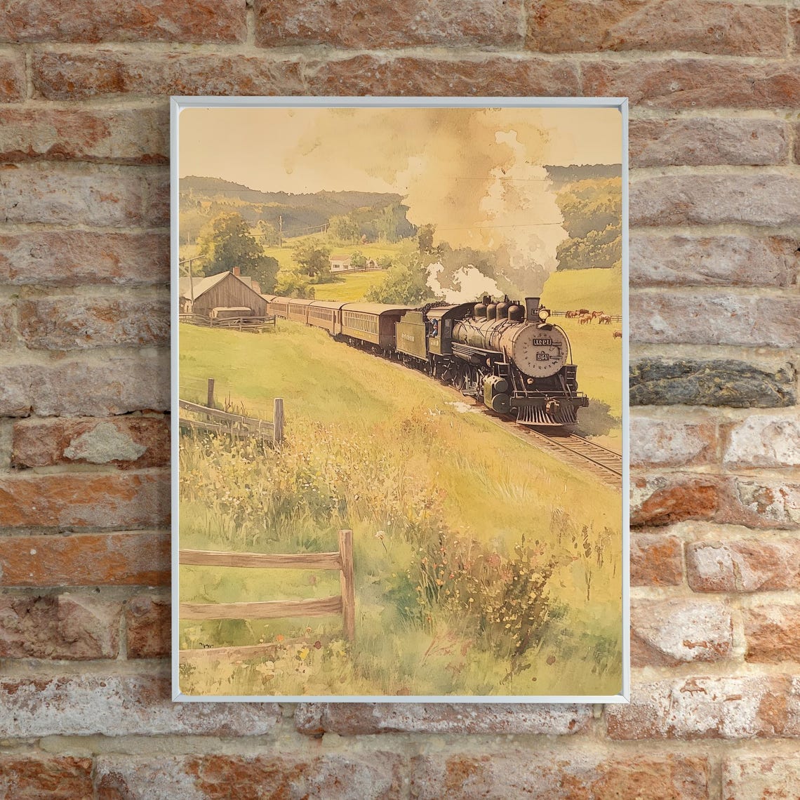 Vintage Steam Locomotive 1841 in Summer Meadow Countryside Poster - Image 6